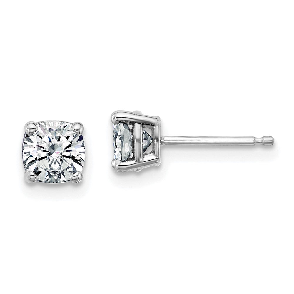 14k White Gold 1ct. 5.0mm Cushion D E F Pure Light Moissanite Earrings