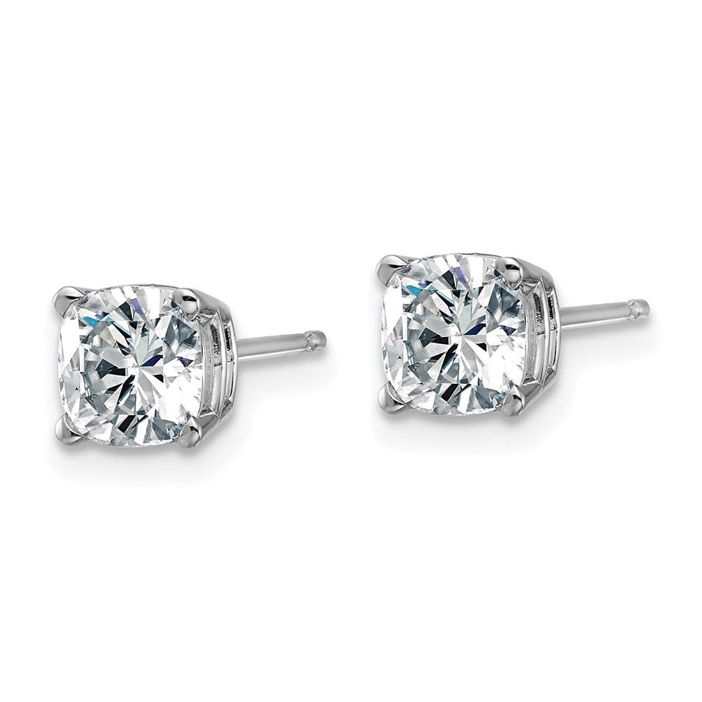 14k White Gold 1.75ct. 5.5mm Cushion D E F Pure Light Moissanite Earrings