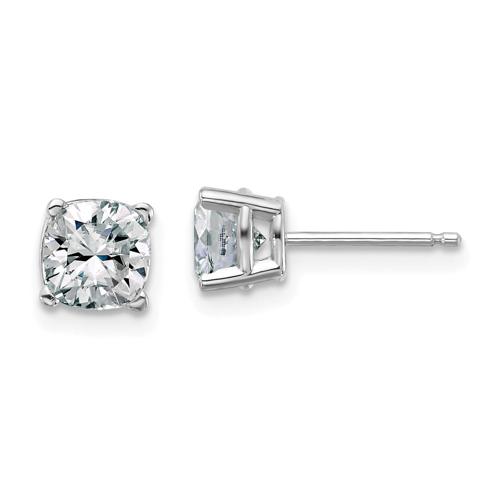 14k White Gold 1.75ct. 5.5mm Cushion D E F Pure Light Moissanite Earrings