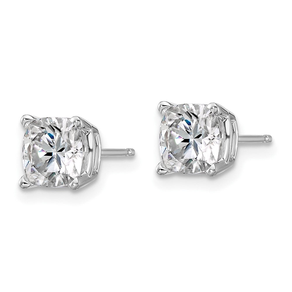 14k White Gold 2.25ct. 6.0mm Cushion G H I True Light Moissanite Earrings