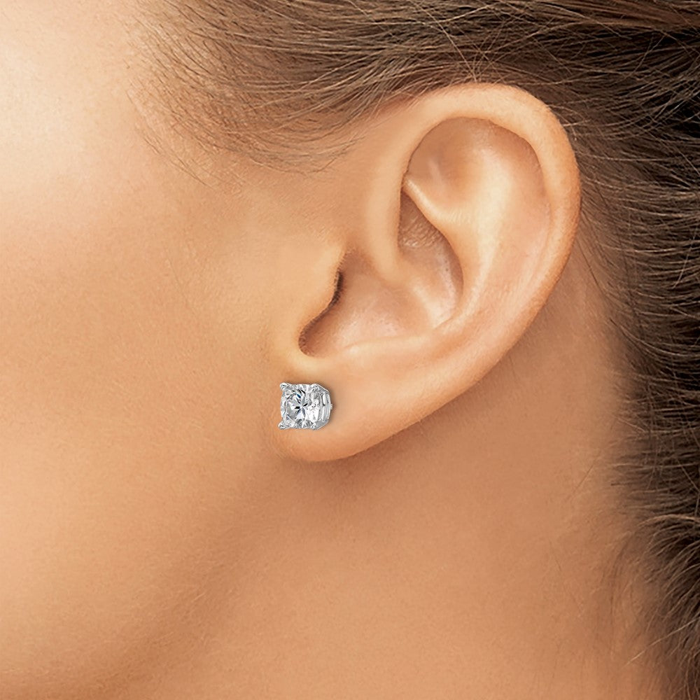 14k White Gold 2.25ct. 6.0mm Cushion D E F Pure Light Moissanite Earrings