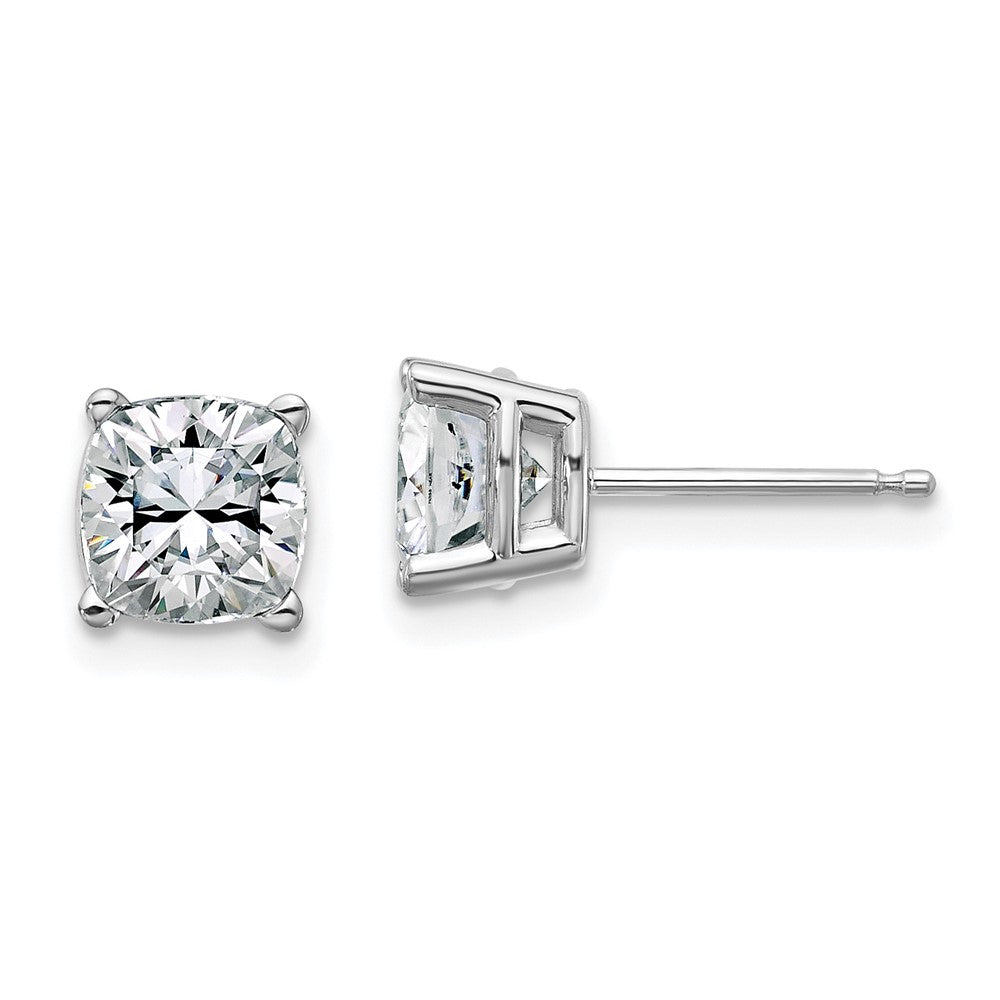14k White Gold 2.25ct. 6.0mm Cushion G H I True Light Moissanite Earrings