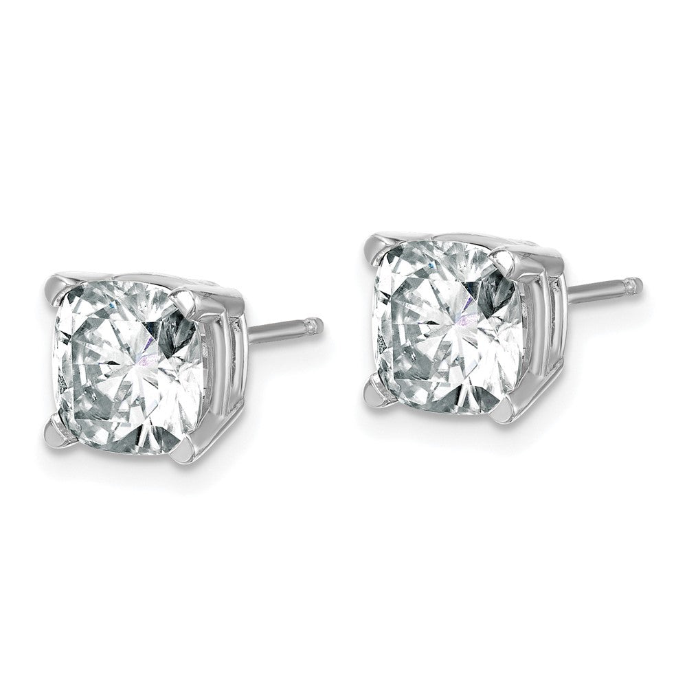 14k White Gold 3.50ct. 7.0mm Cushion G H I True Light Moissanite Earrings