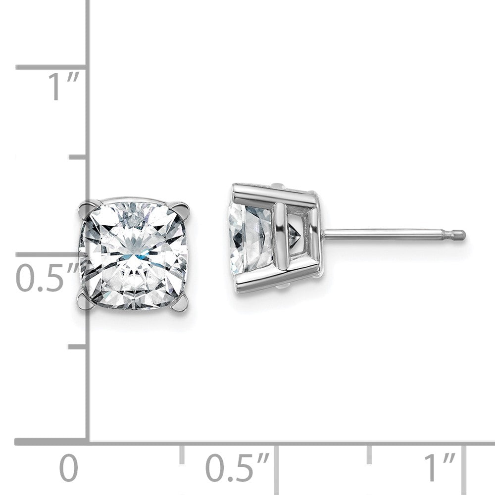 14k White Gold 3.50ct. 7.0mm Cushion G H I True Light Moissanite Earrings