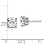 14k White Gold 3.50ct. 7.0mm Cushion G H I True Light Moissanite Earrings