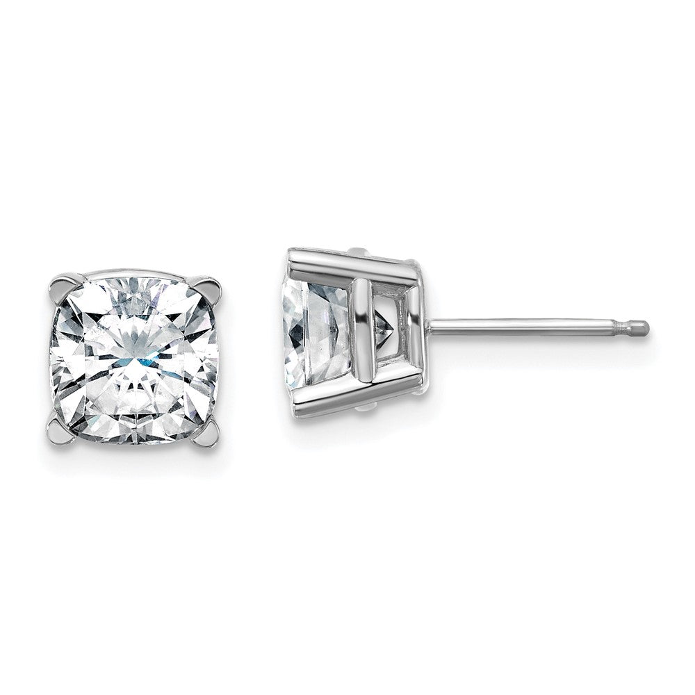14k White Gold 3.50ct. 7.0mm Cushion G H I True Light Moissanite Earrings