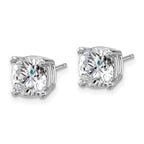 14k White Gold 4ct. 7.5mm Cushion D E F Pure Light Moissanite Earrings