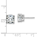 14k White Gold 4ct. 7.5mm Cushion D E F Pure Light Moissanite Earrings