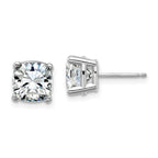 14k White Gold 4ct. 7.5mm Cushion D E F Pure Light Moissanite Earrings