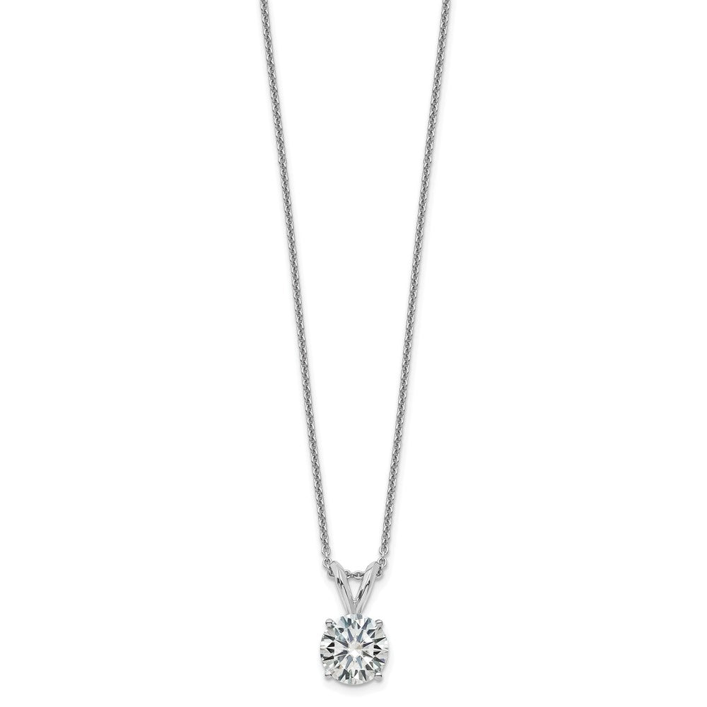 14kw 1.50ct. 7.5mm Round G H I True Light Moissanite Solitaire Necklace