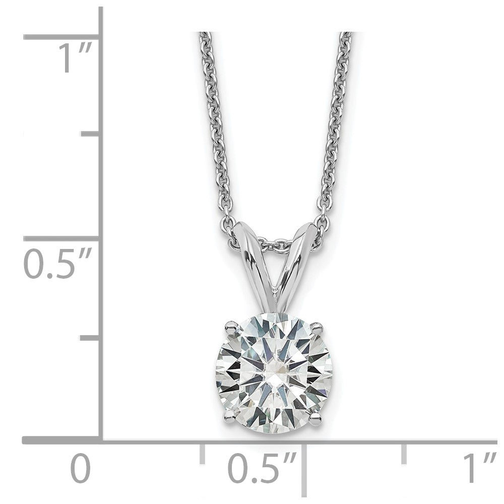 14kw 1.50ct. 7.5mm Round D E F Pure Light Moissanite Solitaire Necklace
