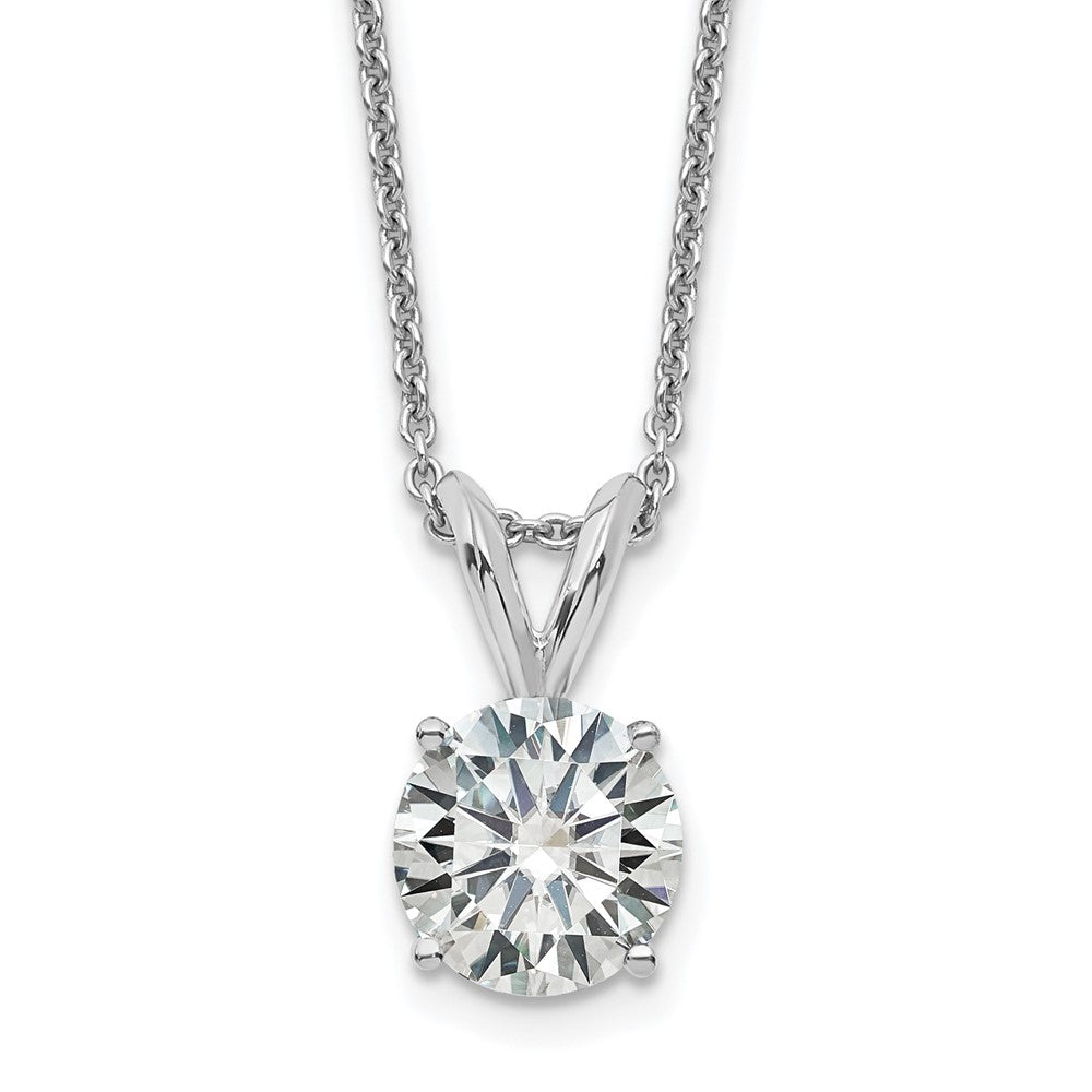 14kw 1.50ct. 7.5mm Round G H I True Light Moissanite Solitaire Necklace