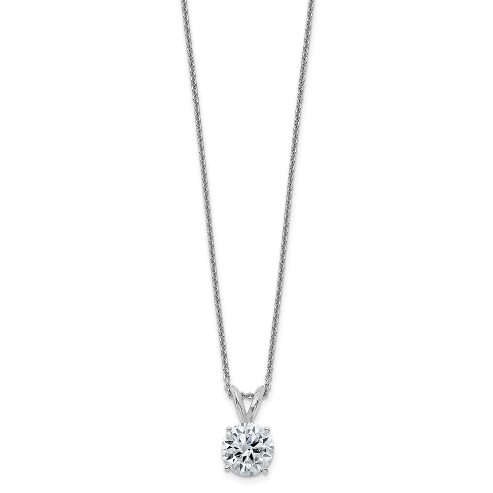14kw 2ct. 8.0mm Round G H I True Light Moissanite Solitaire Necklace