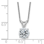 14kw 2ct. 8.0mm Round D E F Pure Light Moissanite Solitaire Necklace