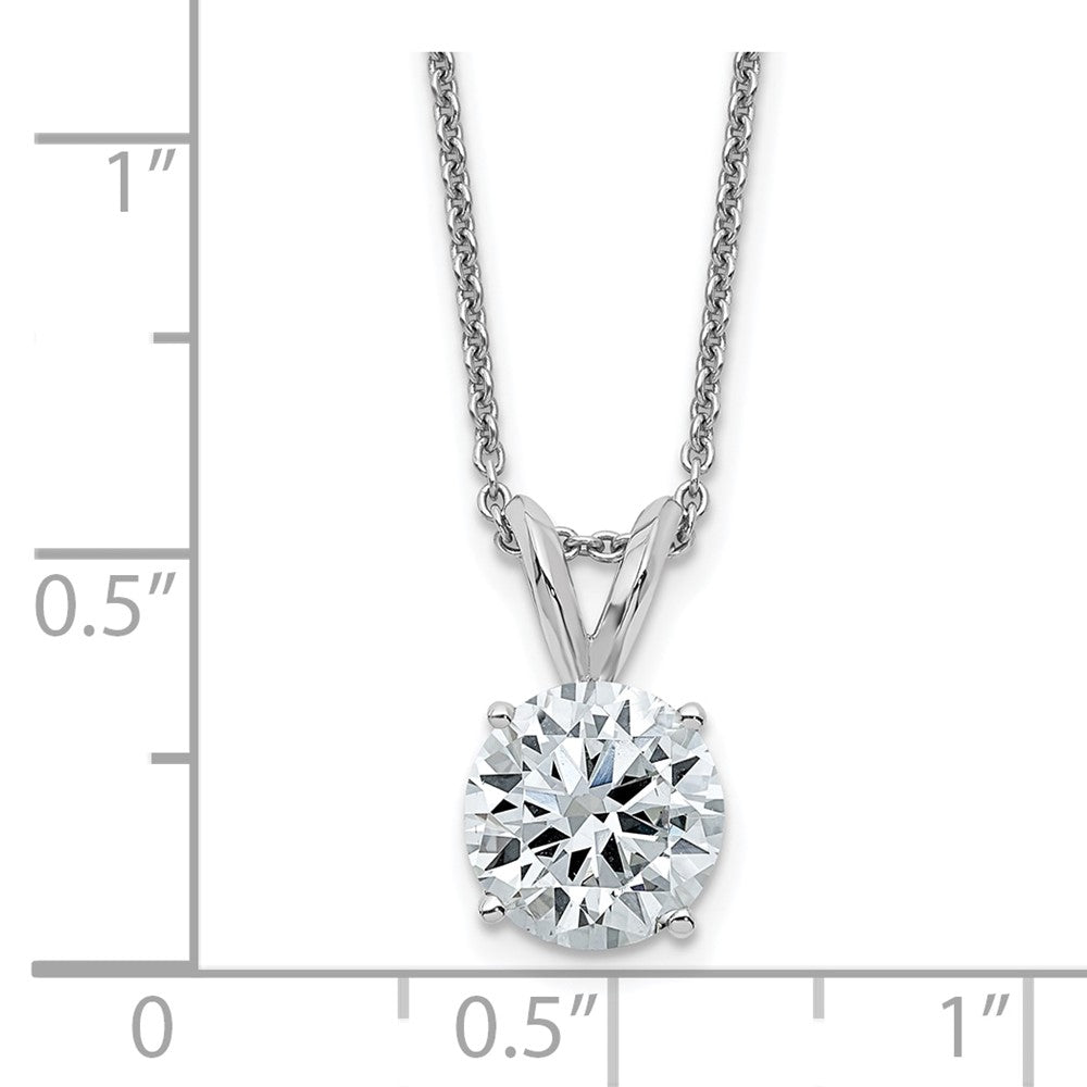 14kw 2ct. 8.0mm Round G H I True Light Moissanite Solitaire Necklace