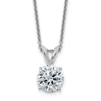 14kw 2ct. 8.0mm Round D E F Pure Light Moissanite Solitaire Necklace