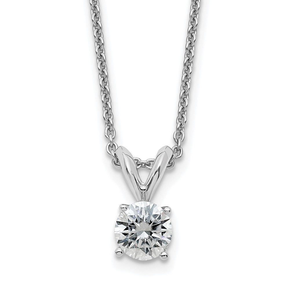 14kw 1/2ct. 5.0mm Round D E F Pure Light Moissanite Solitaire Necklace
