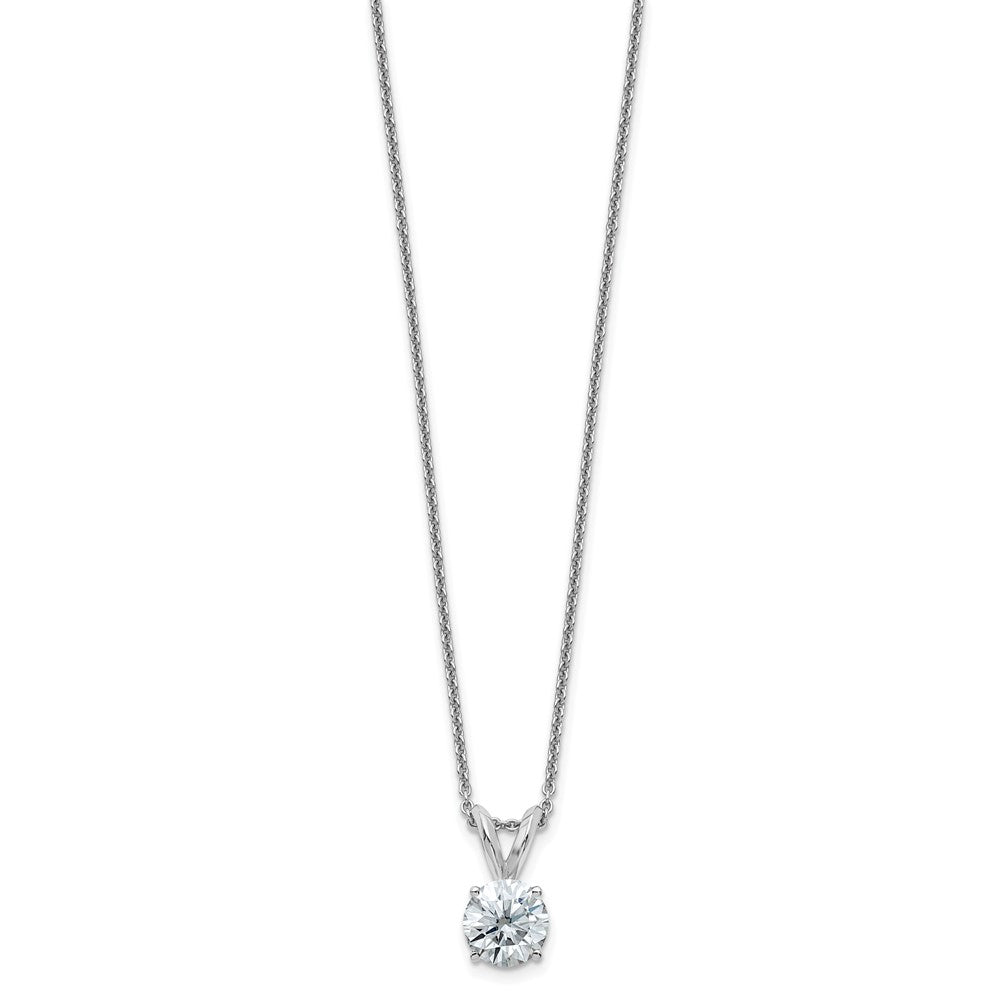 14kw 1ct. 6.5mm Round G H I True Light Moissanite Solitaire Necklace