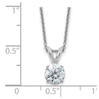 14kw 1ct. 6.5mm Round D E F Pure Light Moissanite Solitaire Necklace