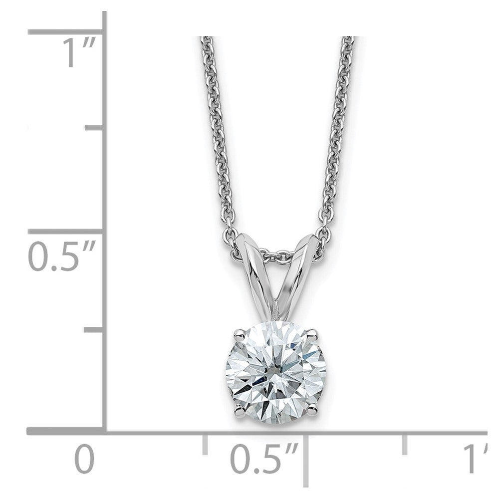 14kw 1ct. 6.5mm Round J-K Color Moissanite Solitaire Necklace