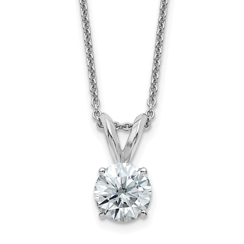 14kw 1ct. 6.5mm Round J-K Color Moissanite Solitaire Necklace