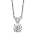 14kw 1ct. 6.5mm Round J-K Color Moissanite Solitaire Necklace