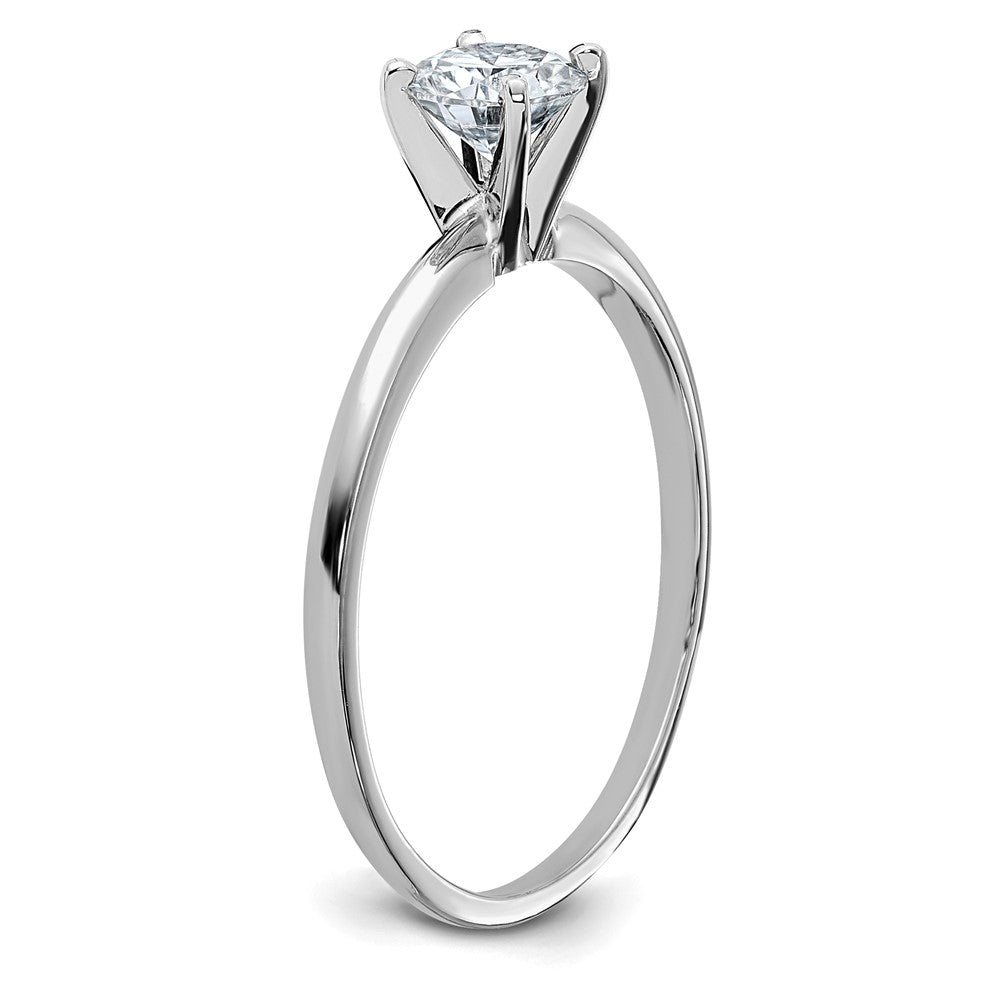 14kw 1/2ct. D E F Pure Light Round Moissanite Solitaire Ring