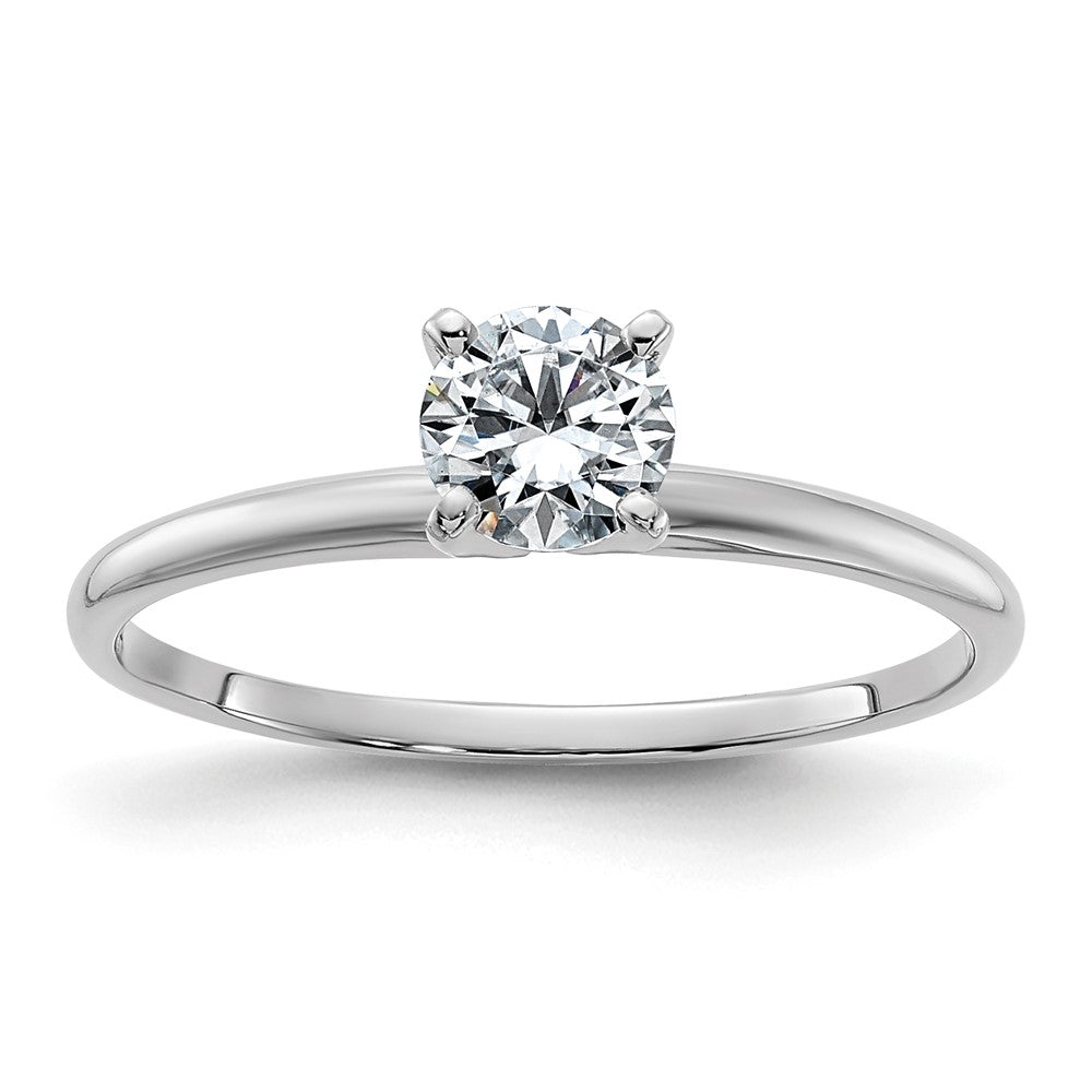 14kw 1/2ct. D E F Pure Light Round Moissanite Solitaire Ring