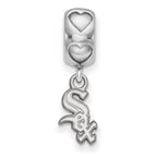 Sterling Silver Rh-plated LogoArt Chicago White Sox Logo Heart Bead