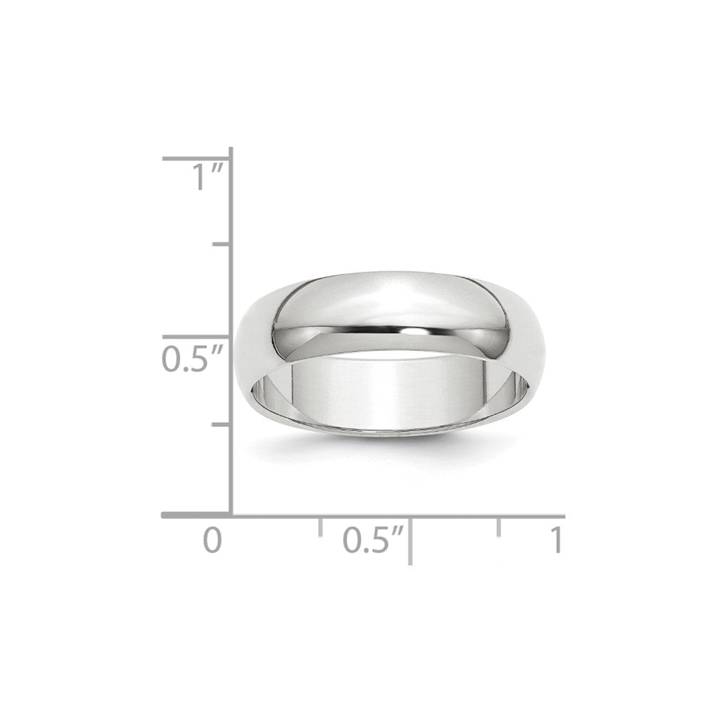 14k White Gold 6mm Half-Round Wedding Band