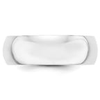 10k White Gold 7mm Half Round Wedding Band