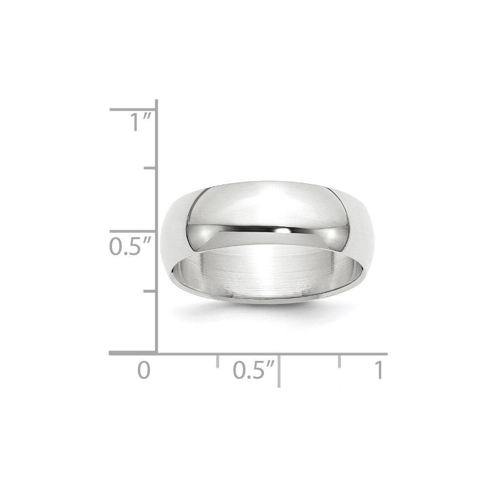 14k White Gold 7mm Half-Round Wedding Band