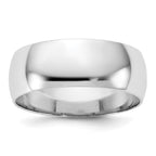 10k White Gold 7mm Half Round Wedding Band
