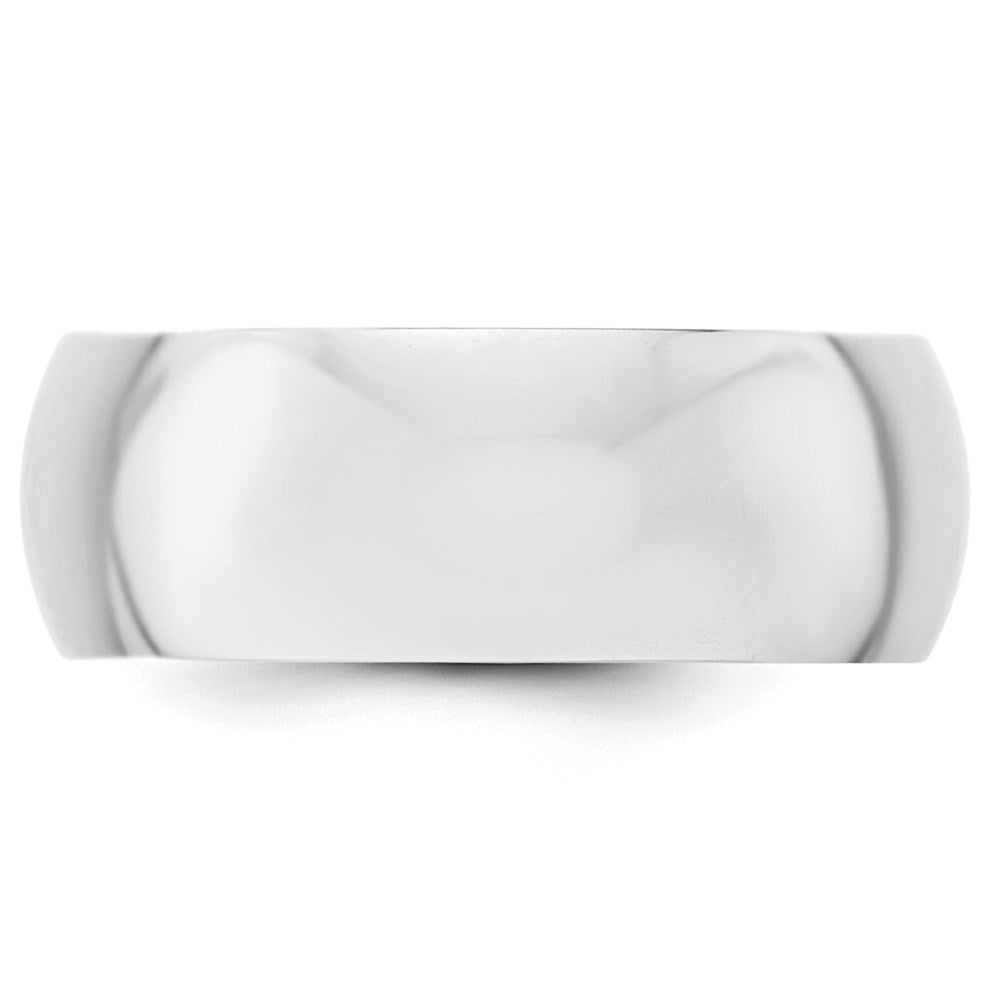 10k White Gold 8mm Half Round Wedding Band