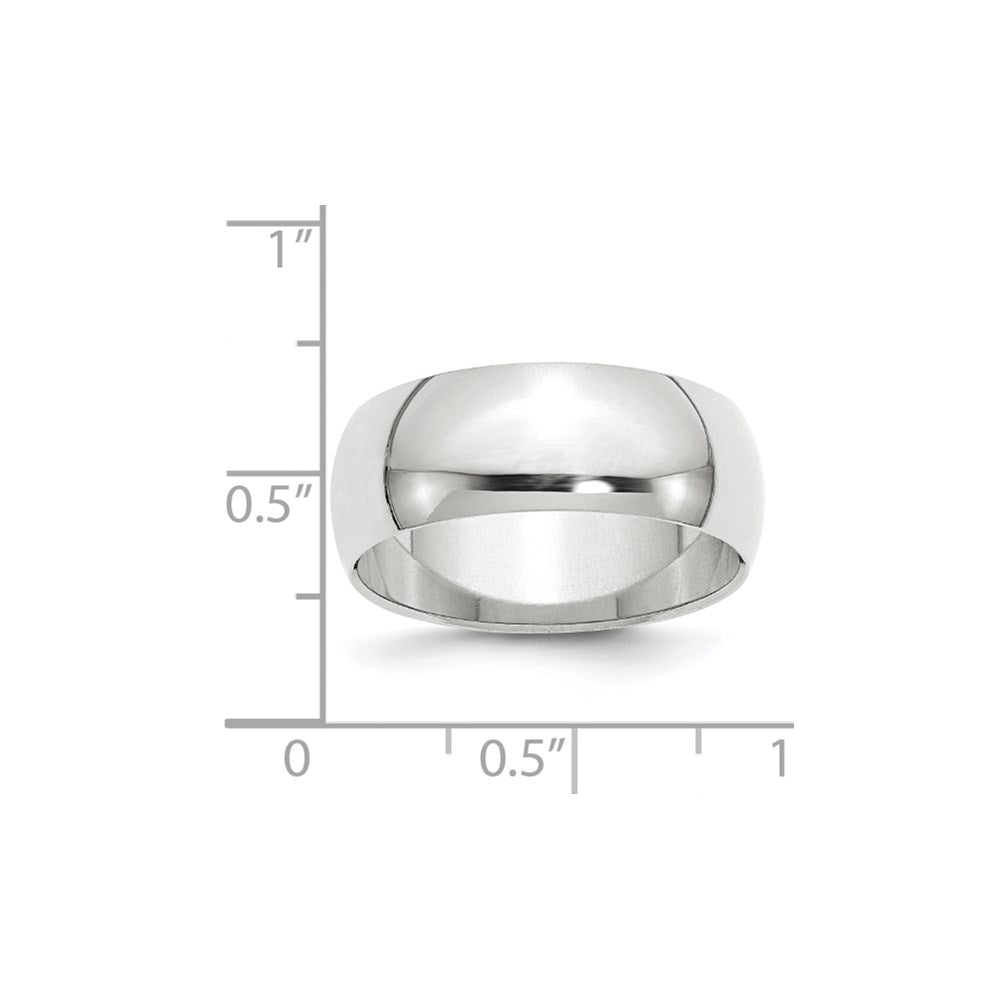 14k White Gold 8mm Half-Round Wedding Band
