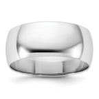 14k White Gold 8mm Half-Round Wedding Band