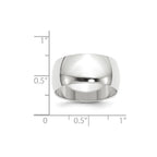 10k White Gold 10mm Half Round Wedding Band