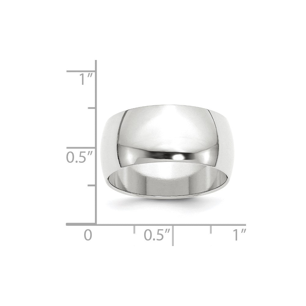 14k White Gold 10mm Half-Round Wedding Band