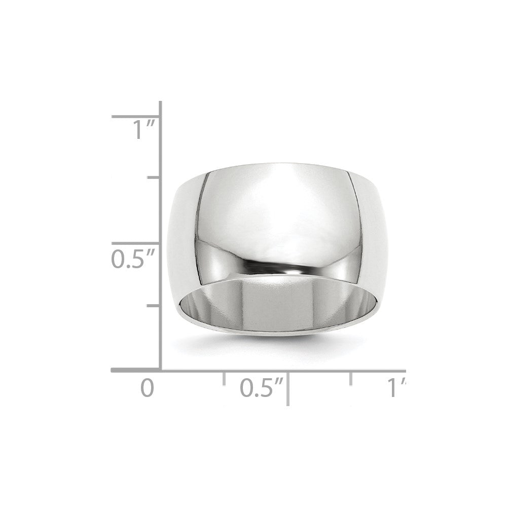 14k White Gold 12mm Half-Round Wedding Band