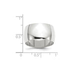 10k White Gold 12mm Half Round Wedding Band