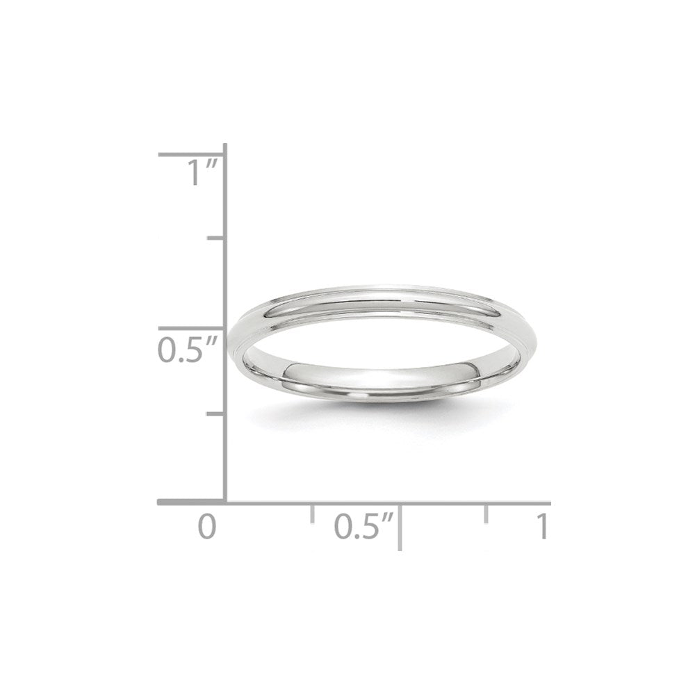 10k White Gold 2.5mm Half Round with Edge Wedding Band