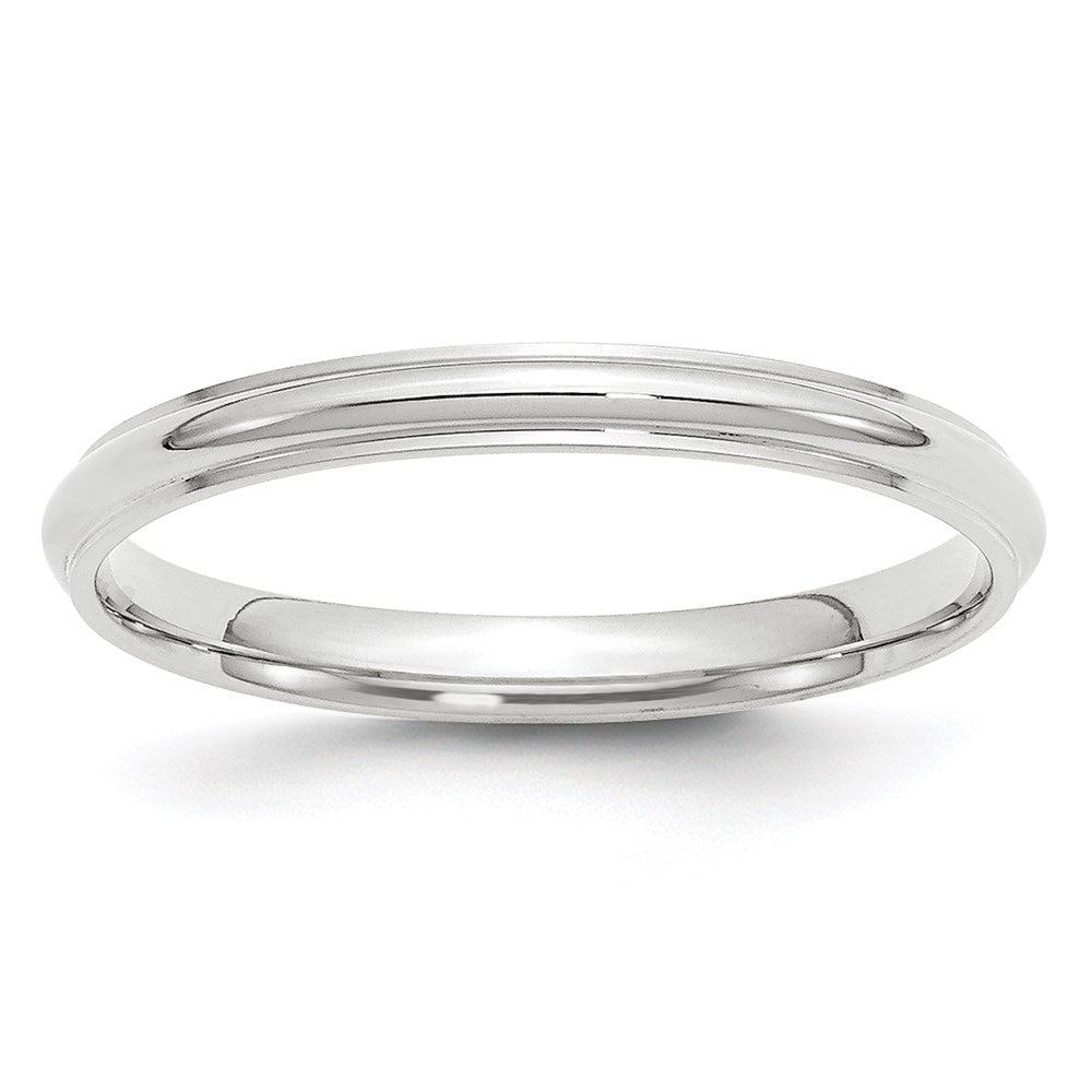 10k White Gold 2.5mm Half Round with Edge Wedding Band