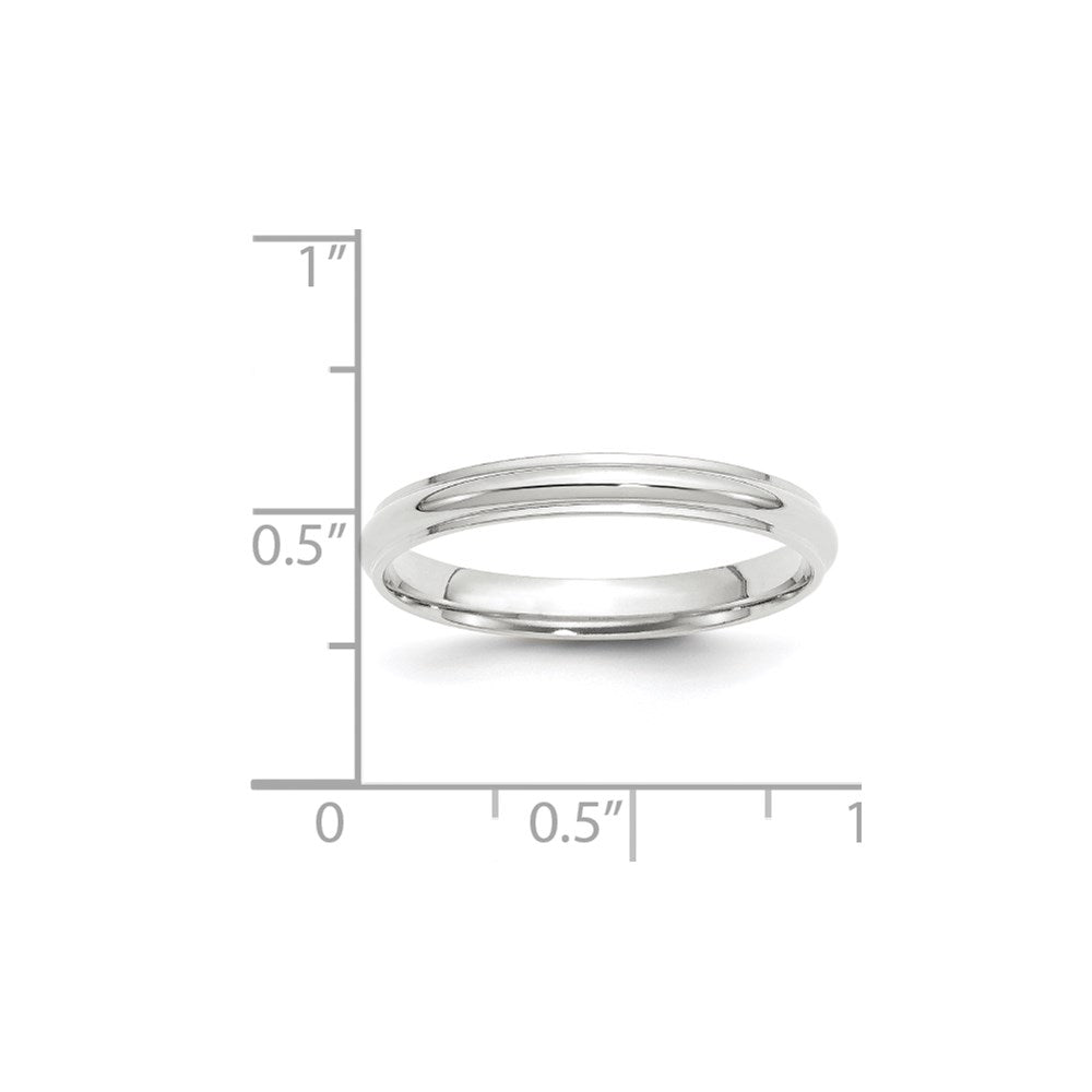 10k White Gold 3mm Half Round with Edge Wedding Band
