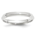 10k White Gold 3mm Half Round with Edge Wedding Band