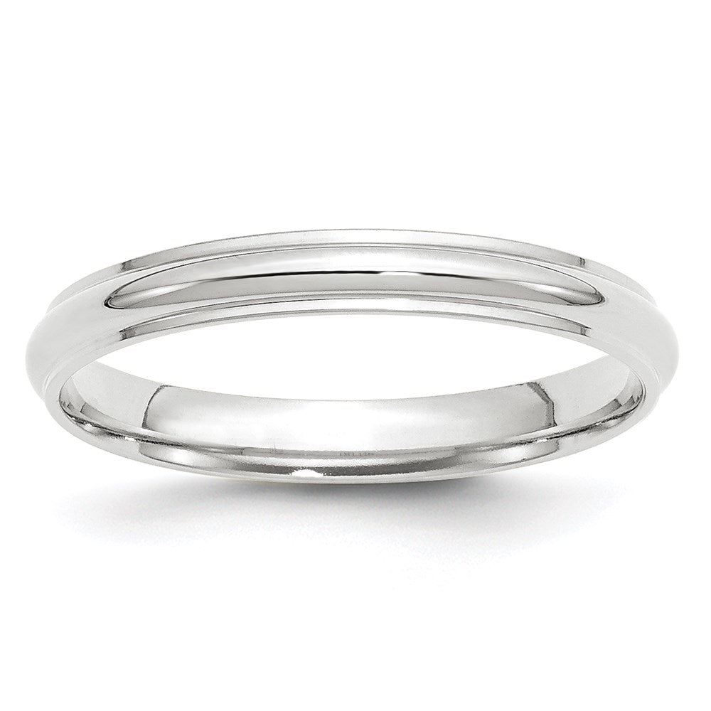 10k White Gold 3mm Half Round with Edge Wedding Band
