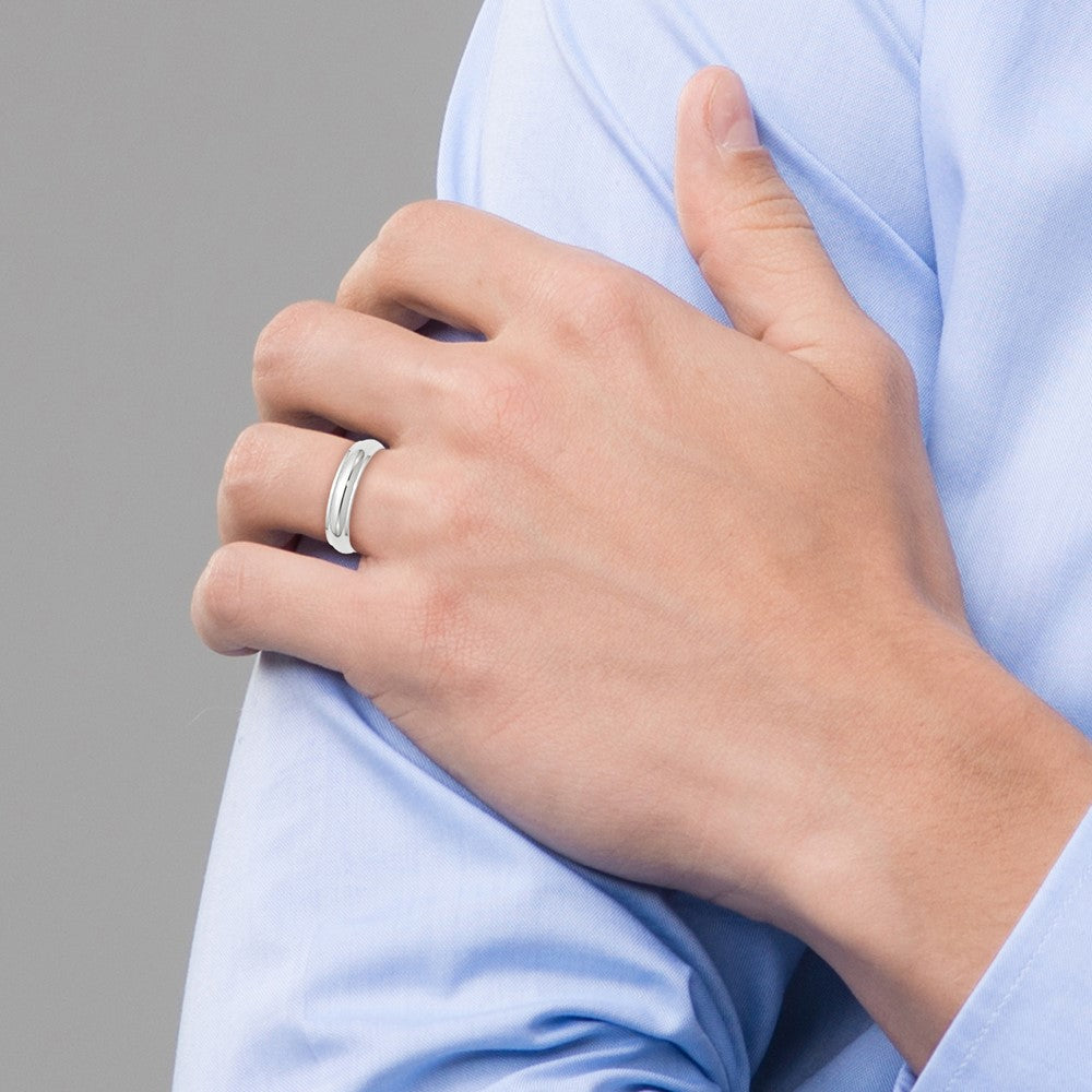 10k White Gold 5mm Half Round with Edge Wedding Band
