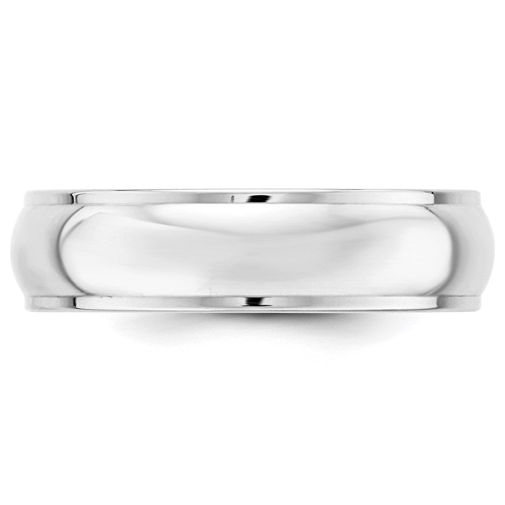 10k White Gold 6mm Half Round with Edge Wedding Band