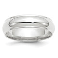 14k White Gold 6mm Half Round with Edge Wedding Band
