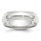14k White Gold 6mm Half Round with Edge Wedding Band