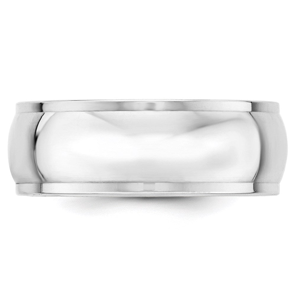 14k White Gold 8mm Half Round with Edge Wedding Band